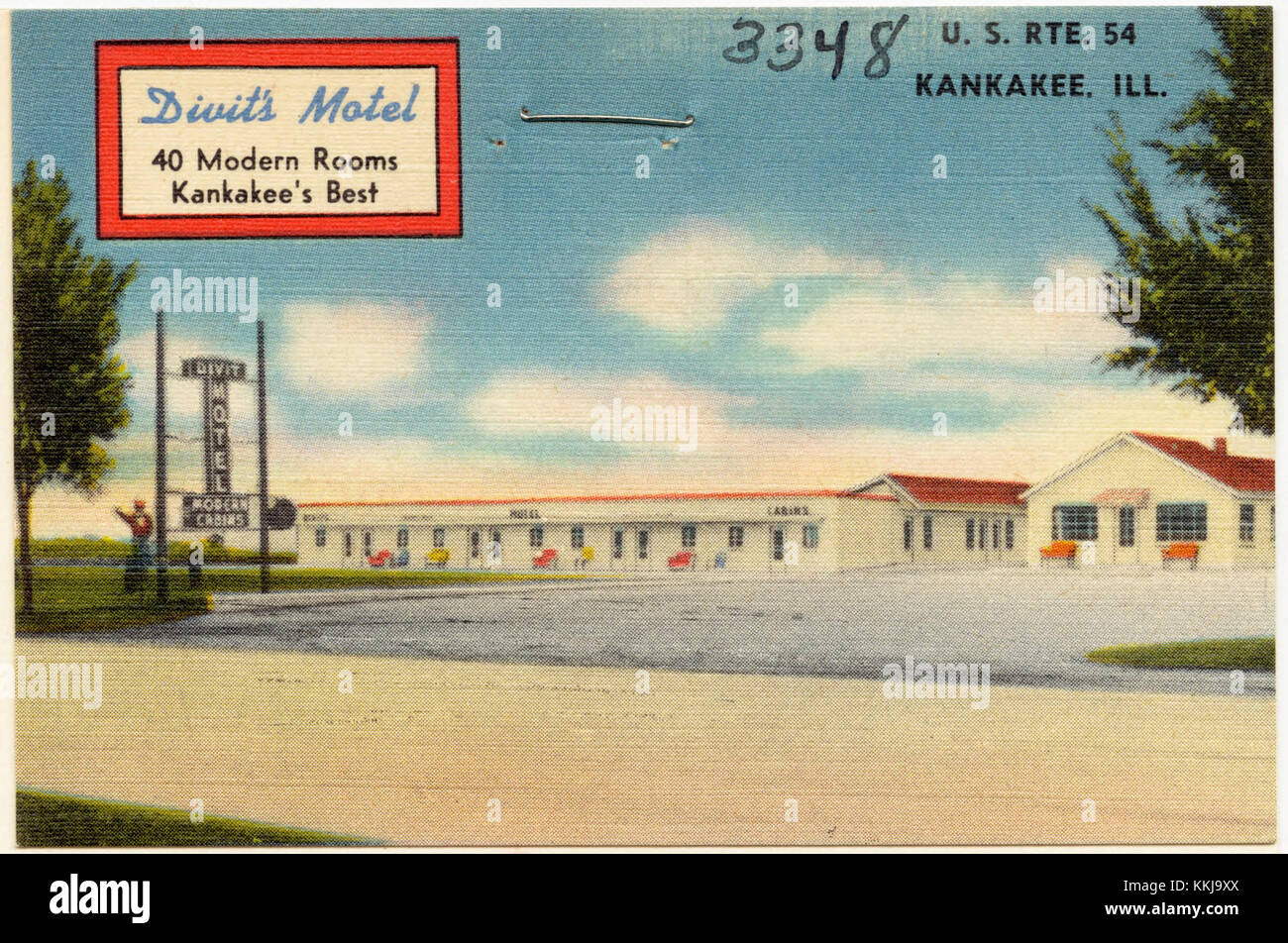 DIVIT's Motel, 40 camere moderne, il migliore di Kankakee, U. S. Rte. 54, Kankanee, Ill (3348) Foto Stock