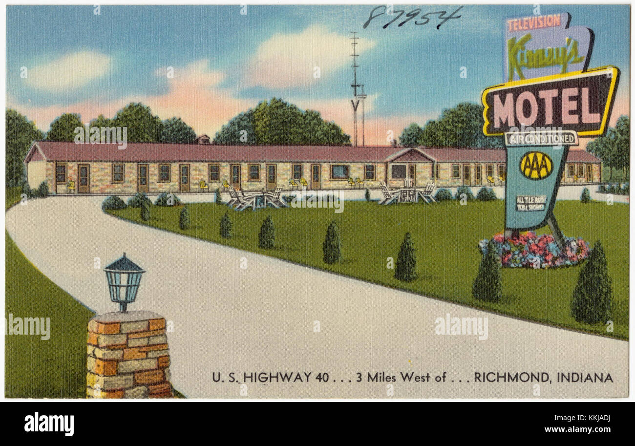 Kinney's Motel, autostrada US 40... 5 miglia a ovest di... Richmond, Indiana (87954) Foto Stock