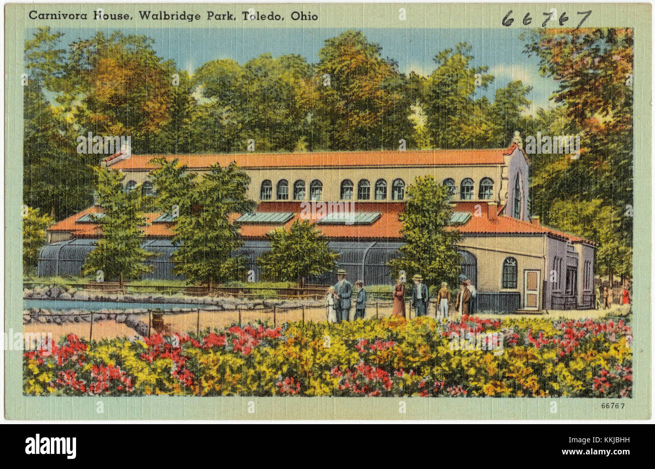 La Carnivora House a Walbridge Park, Toledo, Ohio, è un punto di riferimento architettonico che un tempo ospitava animali carnivori per scopi educativi. Riflette sia la storia delle mostre zoologiche che lo sviluppo dell'architettura del parco nella regione. Foto Stock