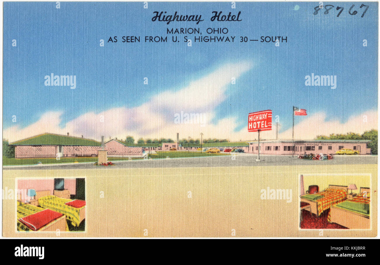 Highway Hotel, Marion, Ohio, visto dall'autostrada US 30 -- sud (88767) Foto Stock