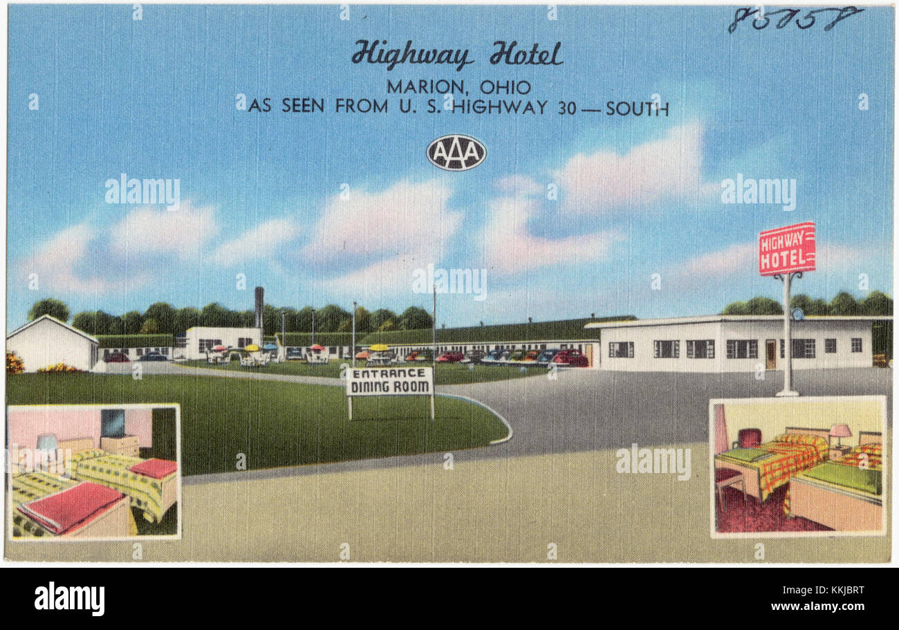 Highway Hotel, Marion, Ohio, visto dall'autostrada US 30 -- sud (85058) Foto Stock