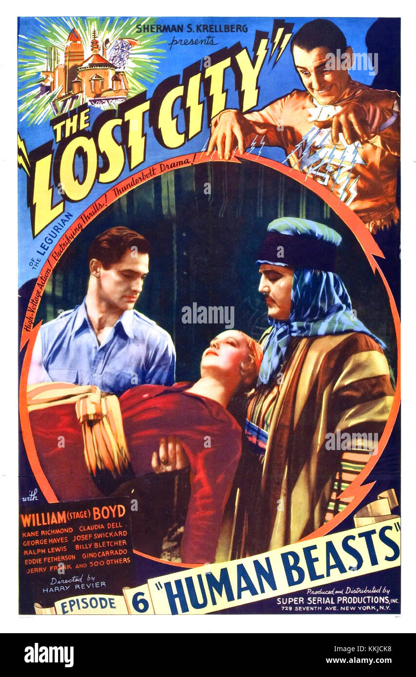 "La città perduta" è un film che verosimilmente ruota intorno a un'avventura o esplorazione di una città nascosta o dimenticata. Il poster del film in genere evidenzia i personaggi o le scene chiave associati a questo tema. Foto Stock
