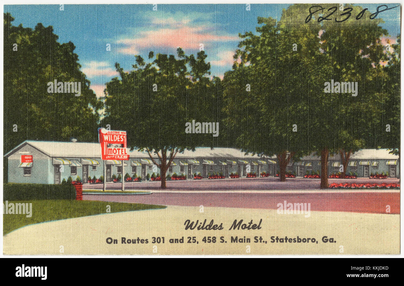Wildes Motel, situato al numero 458 di S. Main St., Statesboro, GA, è una struttura situata lungo le Route 301 e 25. Foto Stock