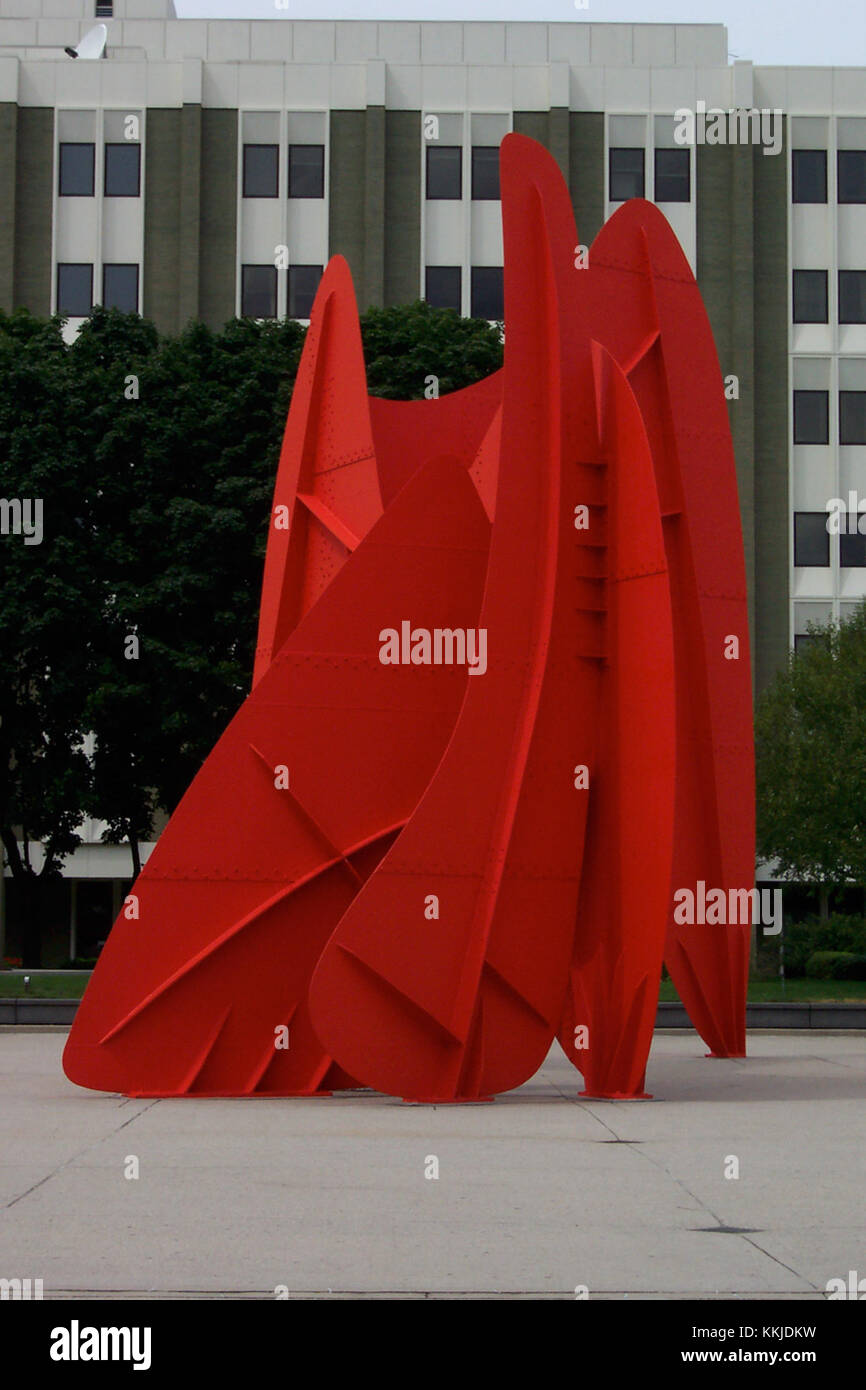 La grande Vitesse, completata nel 1969, è una scultura di Alexander Calder, situata a Grand Rapids, Michigan, nota per il suo design astratto su larga scala. Foto Stock
