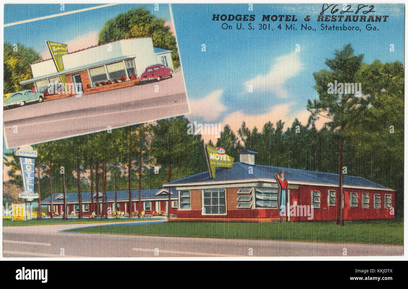 L'Hodges Motel & Restaurant è situato sulla U.S. Route 301, 6 chilometri circa a nord di Statesboro, Georgia, e offre sistemazioni in motel e servizi di ristorazione. Foto Stock