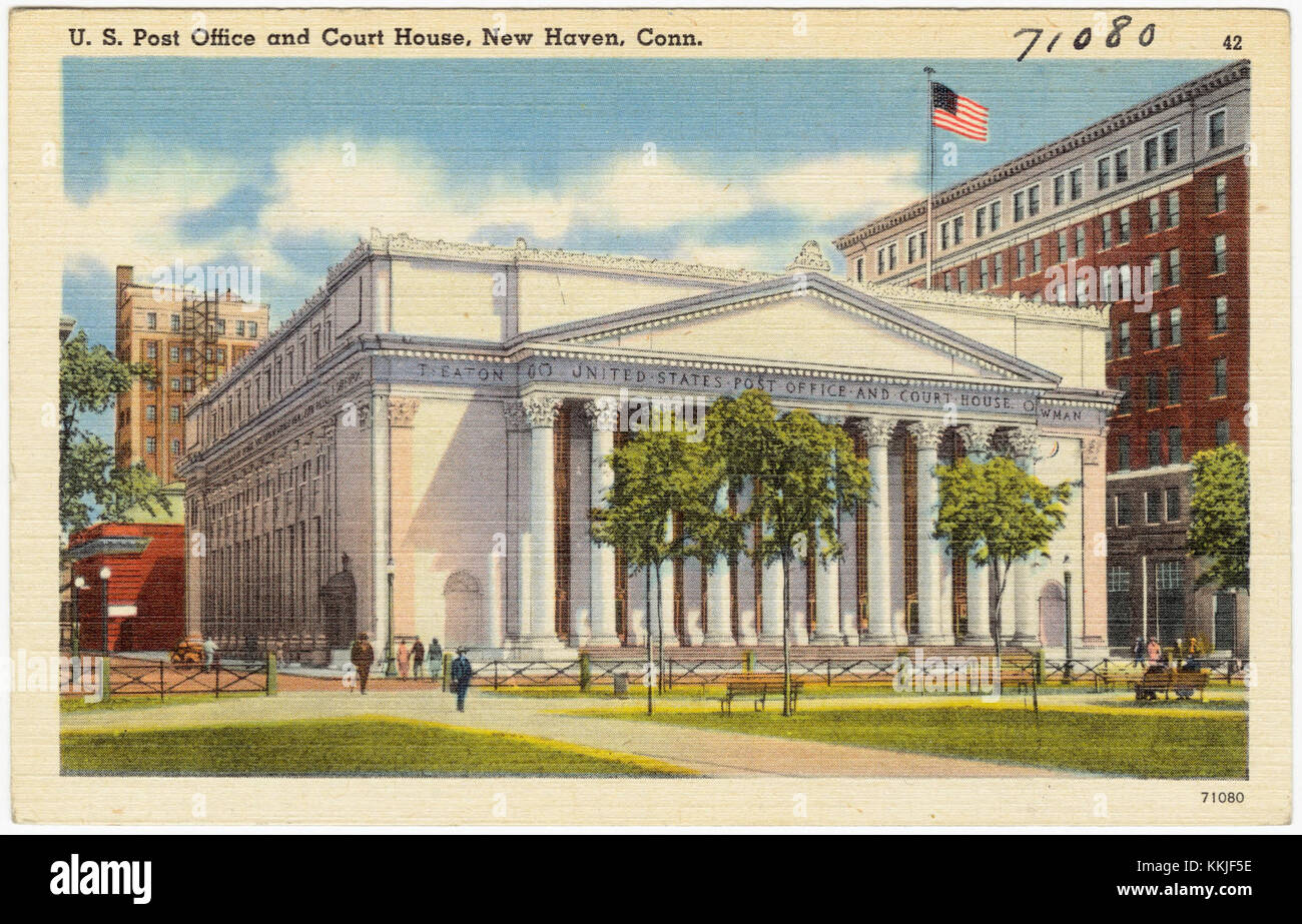 L'ufficio postale e la corte degli Stati Uniti a New Haven, Connecticut, è un importante edificio federale noto per il suo design architettonico. Serve sia come struttura postale che come tribunale, giocando un ruolo chiave nella comunità locale. Foto Stock