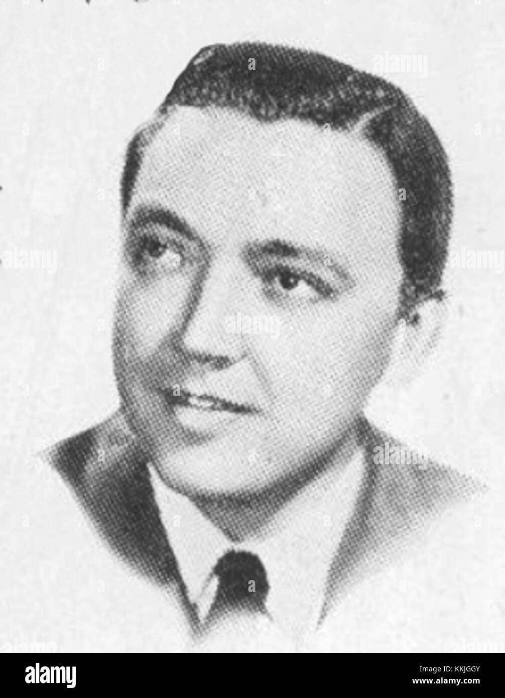 Una pubblicità con Alvino Rey, bandleader americano e innovatore della chitarra elettrica, su un grande cartellone. L'influenza musicale di Rey nel jazz e nella musica popolare è evidenziata dalla sua figura di spicco nella cultura musicale della metà del XX secolo. Foto Stock