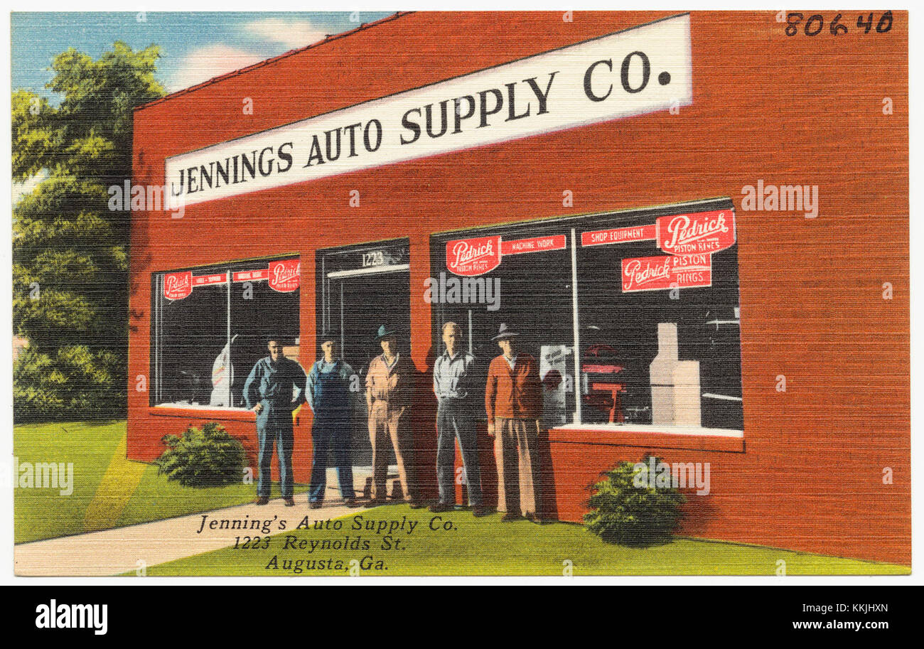 Jennings Auto Supply Co., situata al 1223 di Reynolds St., Augusta, Georgia, è un fornitore di ricambi auto che serve l'area di Augusta. L'azienda è nota per il suo vasto inventario e il servizio locale. Foto Stock