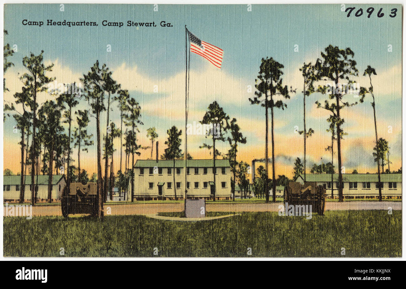 Camp Stewart, Georgia, servì come struttura di addestramento militare degli Stati Uniti. Il quartier generale del campo era una struttura amministrativa centrale che sosteneva la formazione e la logistica del personale militare. Foto Stock