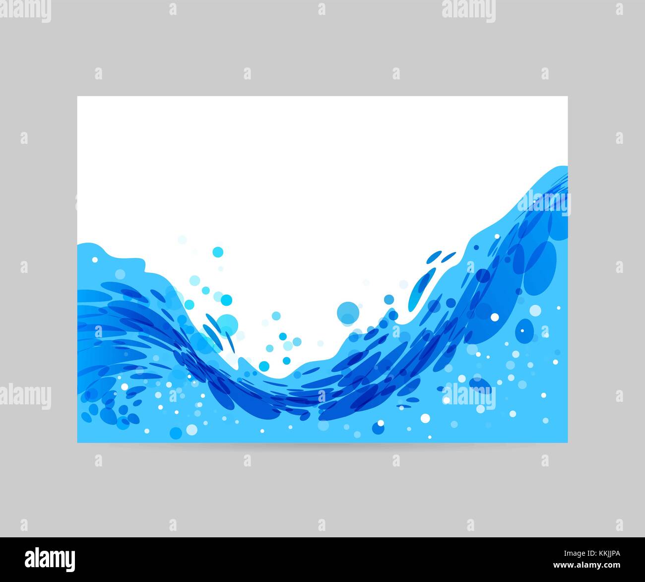 Wave astratto sfondo stilizzato, modello brochure, onda blu su sfondo bianco Illustrazione Vettoriale