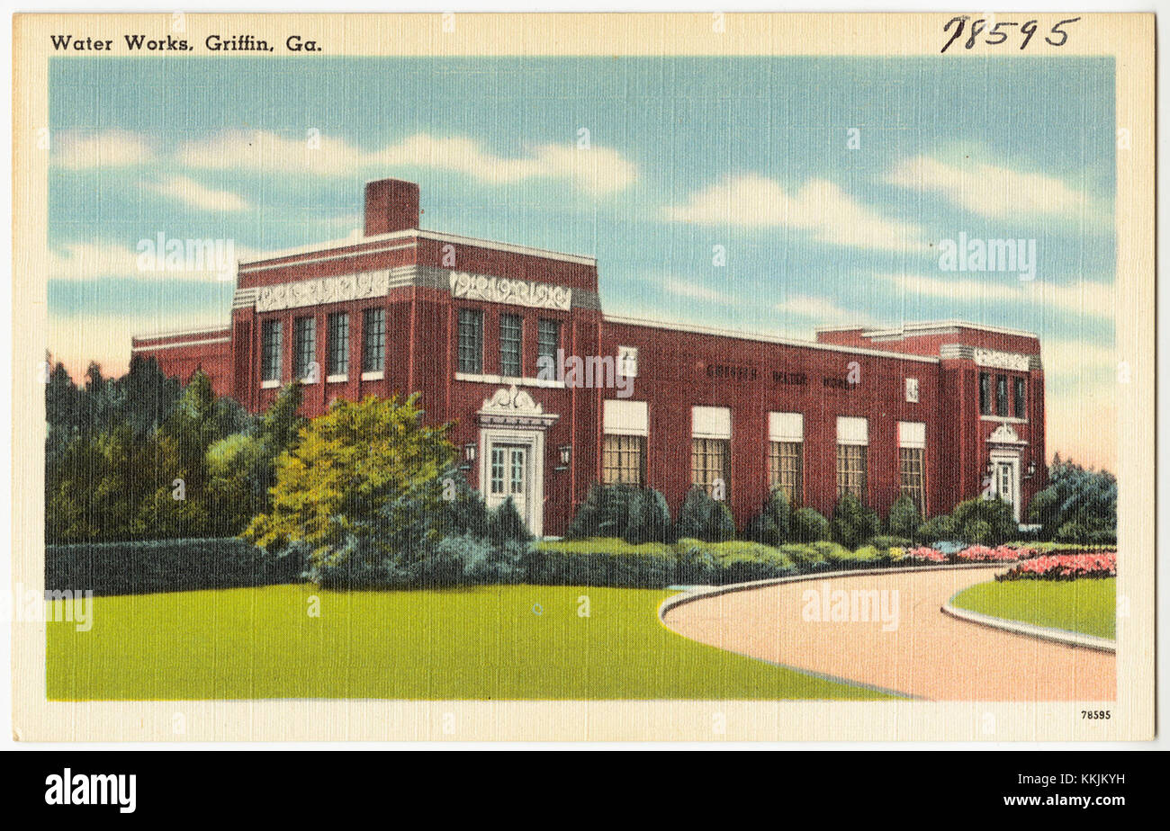 Una fotografia dell'impianto idrico di Griffin, Georgia, che illustra le infrastrutture utilizzate per l'approvvigionamento e la distribuzione idrica. Foto Stock