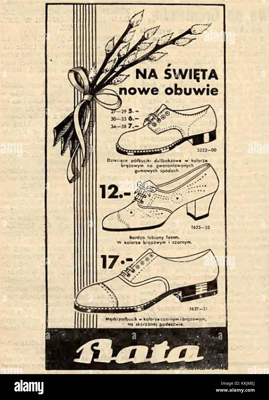 Pubblicità scarpe Bata Gazeta Lwowska (1937) Foto Stock
