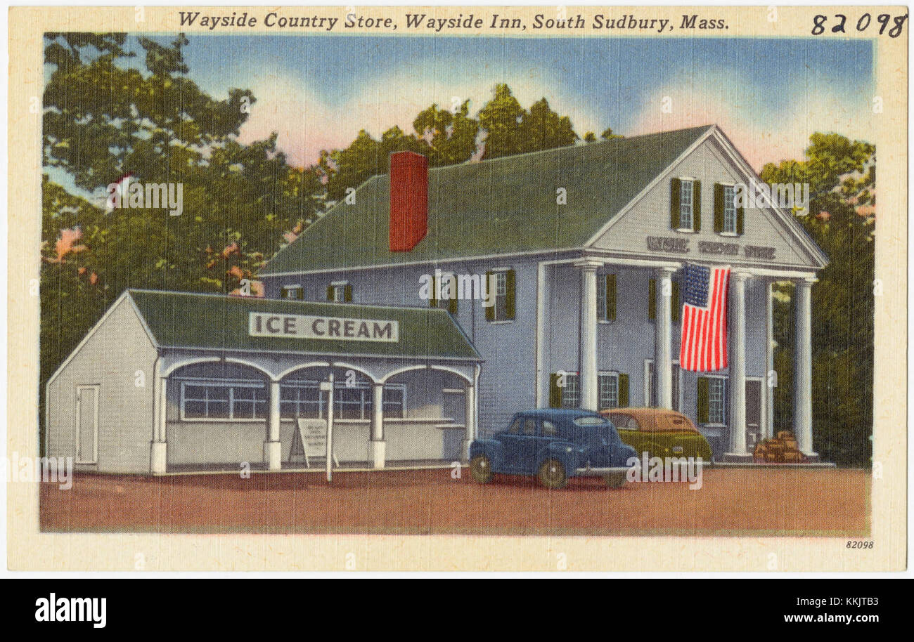 Il Wayside Country Store di Wayside Inn a South Sudbury, Massachusetts, offre uno scorcio sui primi anni della vita commerciale americana, presentando uno storico negozio di campagna che è stato in funzione per secoli. Foto Stock