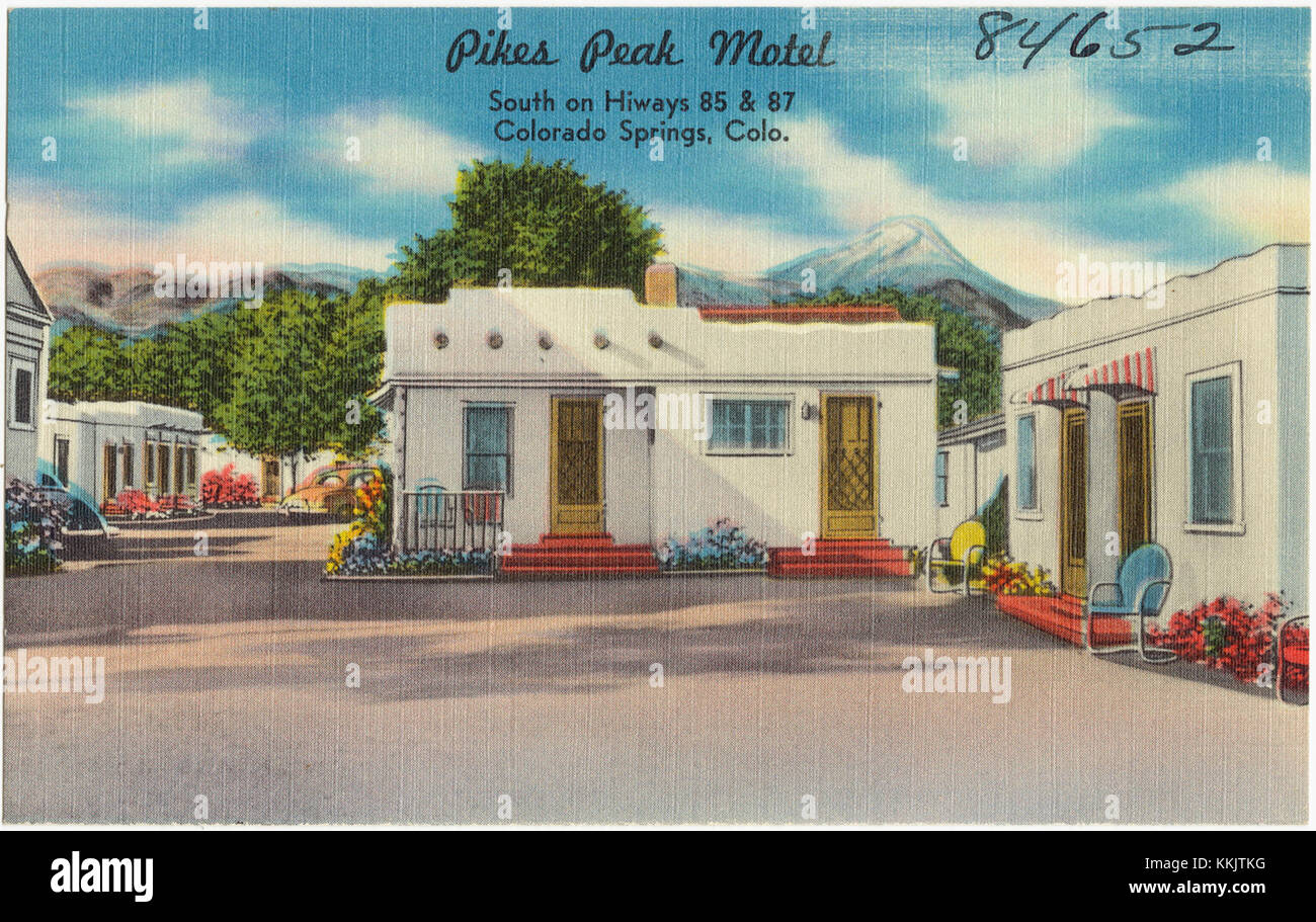 Pikes Peak Motel, sud sulla Hivays 85 e 87, Colorado Springs, Colon. (7725172370) Foto Stock