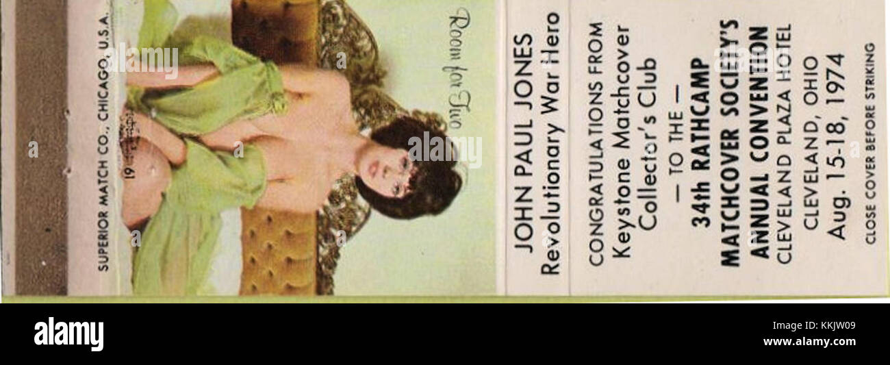 La copertina del 1974 Americus Hotel rappresenta un artefatto dell'hotel, che potenzialmente mostra il marchio o il logo establishmentâ di quell'anno. Riflette la storia e il design dell'hotel a quel tempo. Foto Stock