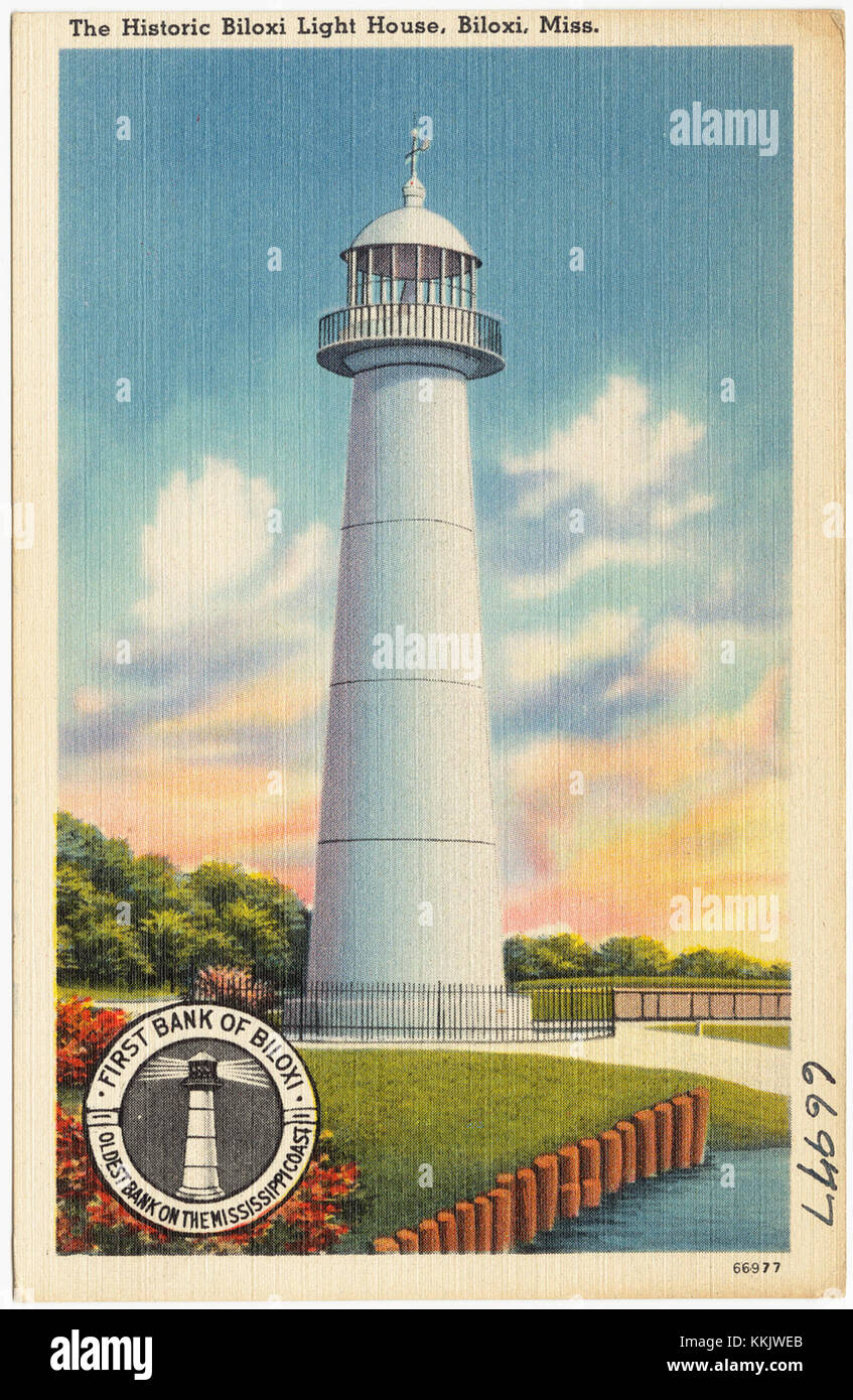 Il faro di Biloxi, situato a Biloxi, Mississippi, è un punto di riferimento storico. È stato un importante faro per la navigazione marittima lungo la costa del Golfo fin dal XIX secolo. Foto Stock
