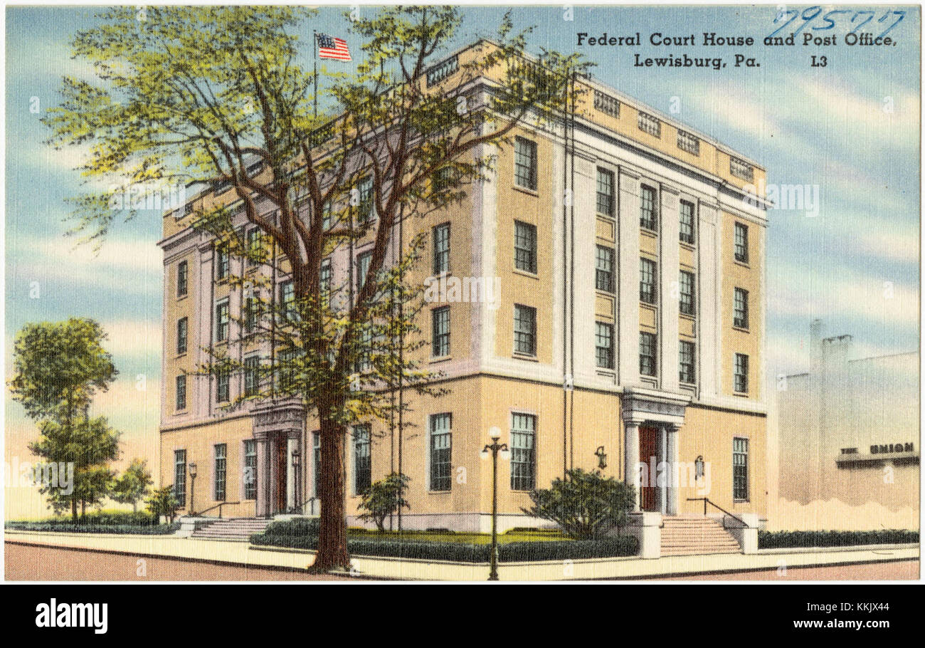 Il tribunale federale e l'ufficio postale di Lewisburg, Pennsylvania, fungono da edifici governativi chiave per la regione, offrendo servizi legali e postali alla comunità locale. Foto Stock