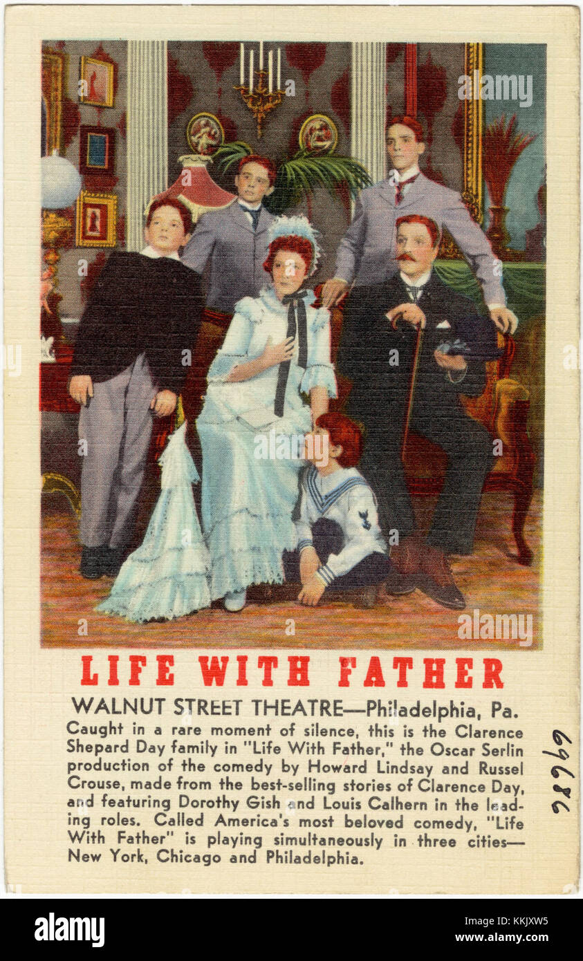 Life with Father è una popolare commedia americana che è stata eseguita al Walnut Street Theater di Philadelphia. È una commedia sulle dinamiche familiari, che riflette la vita americana dei primi anni del XX secolo. Foto Stock