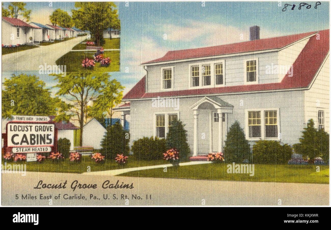 Locust Grove Cabins, 5 miglia a est di Carlisle, Pa., U.S. Rt. N. 11 (81808) Foto Stock