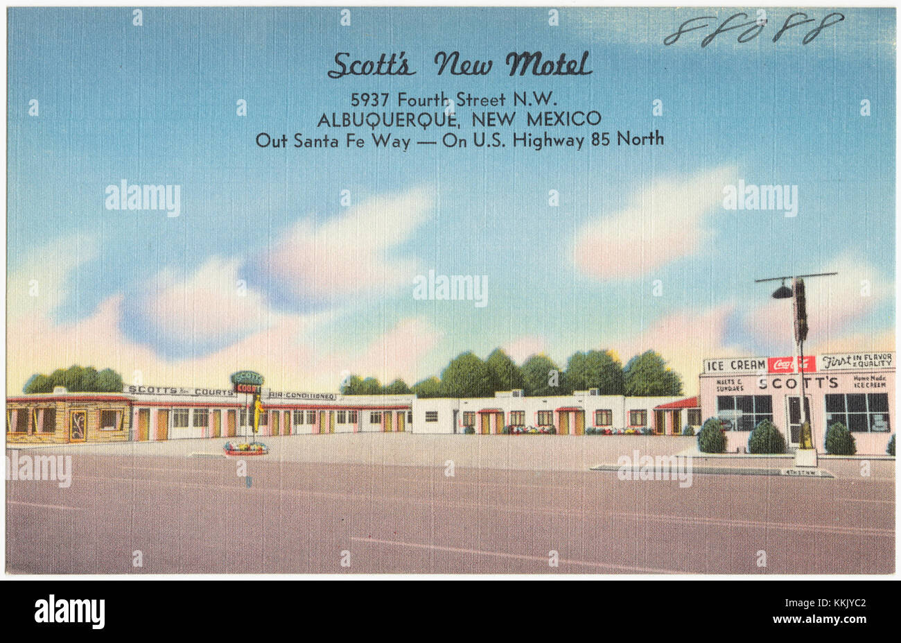 Scott's New Motel, 5937 Fourth Street N.W., Albuquerque, New Mexico, fuori Santa Fe Way -- sull'autostrada US 85 direzione nord Foto Stock