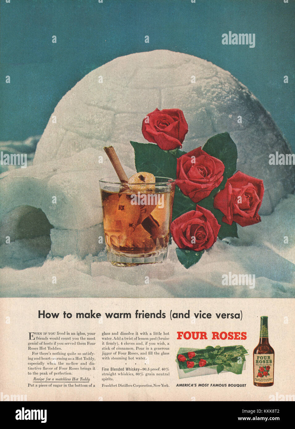 1948 U.S. Magazine Four Roses Whiskey Annuncio Foto Stock