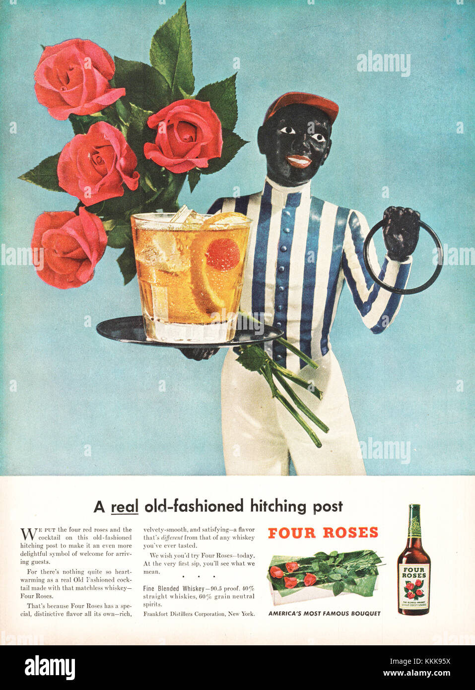 1947 U.S. Magazine Four Roses Whiskey Annuncio Foto Stock