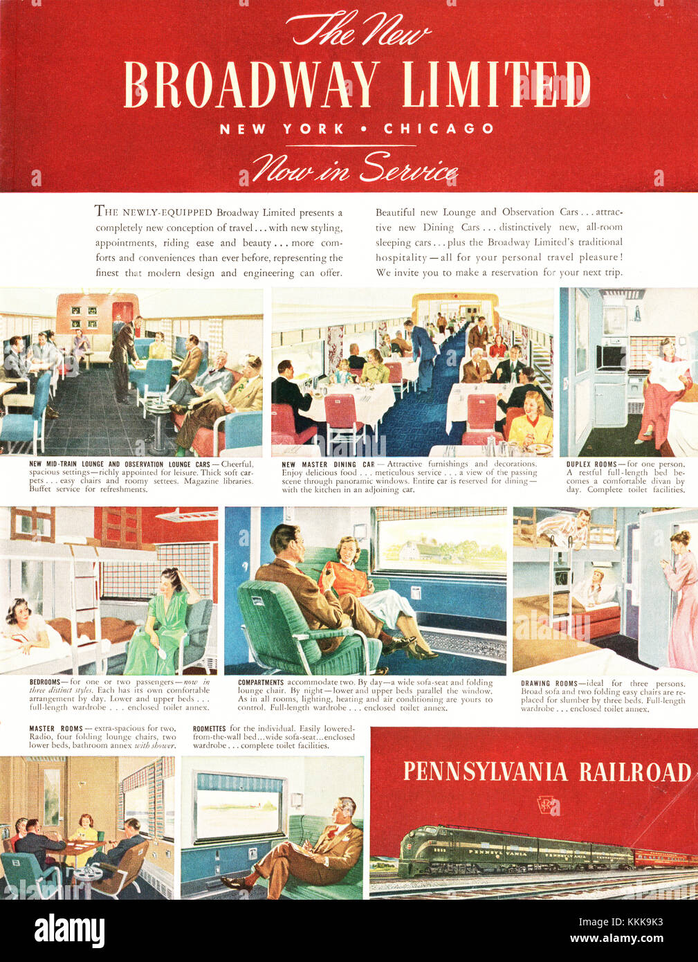 1948 U.S. Magazine Pennsylvania Railroad Annuncio Foto Stock