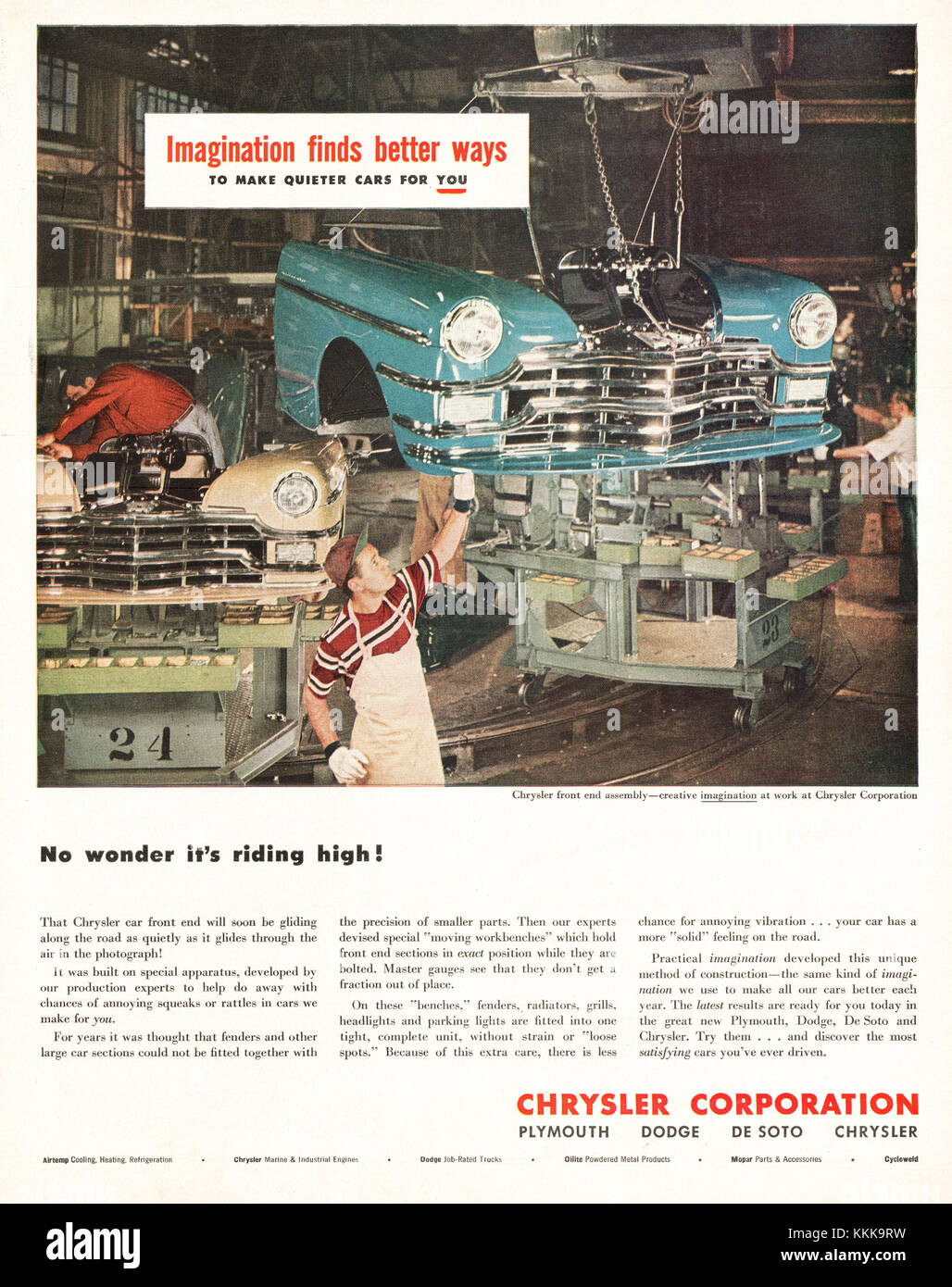 1949 U.S. Magazine Chrysler Corporation Annuncio Foto Stock