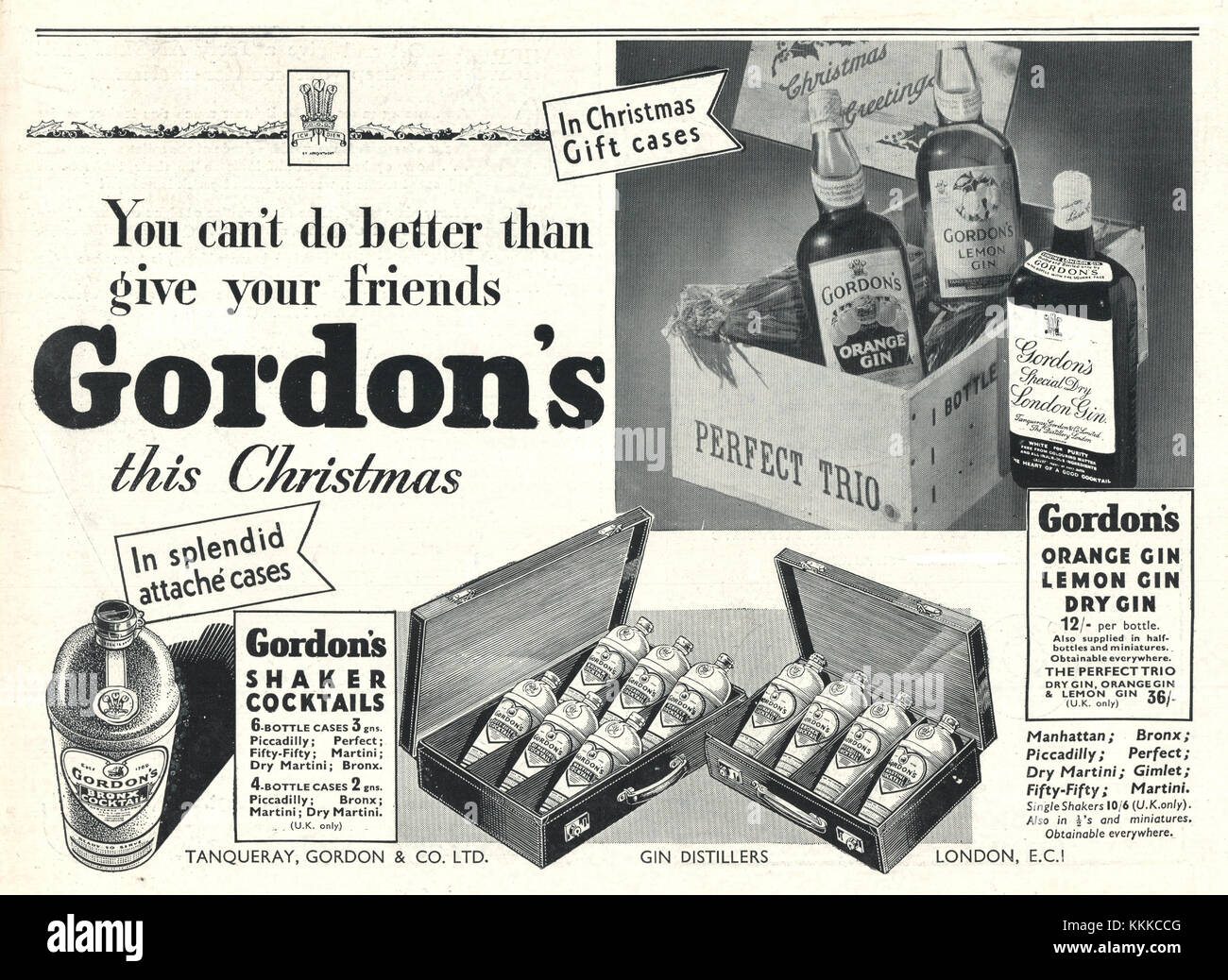 1936 La rivista britannica gin Gordon's annuncio Foto Stock