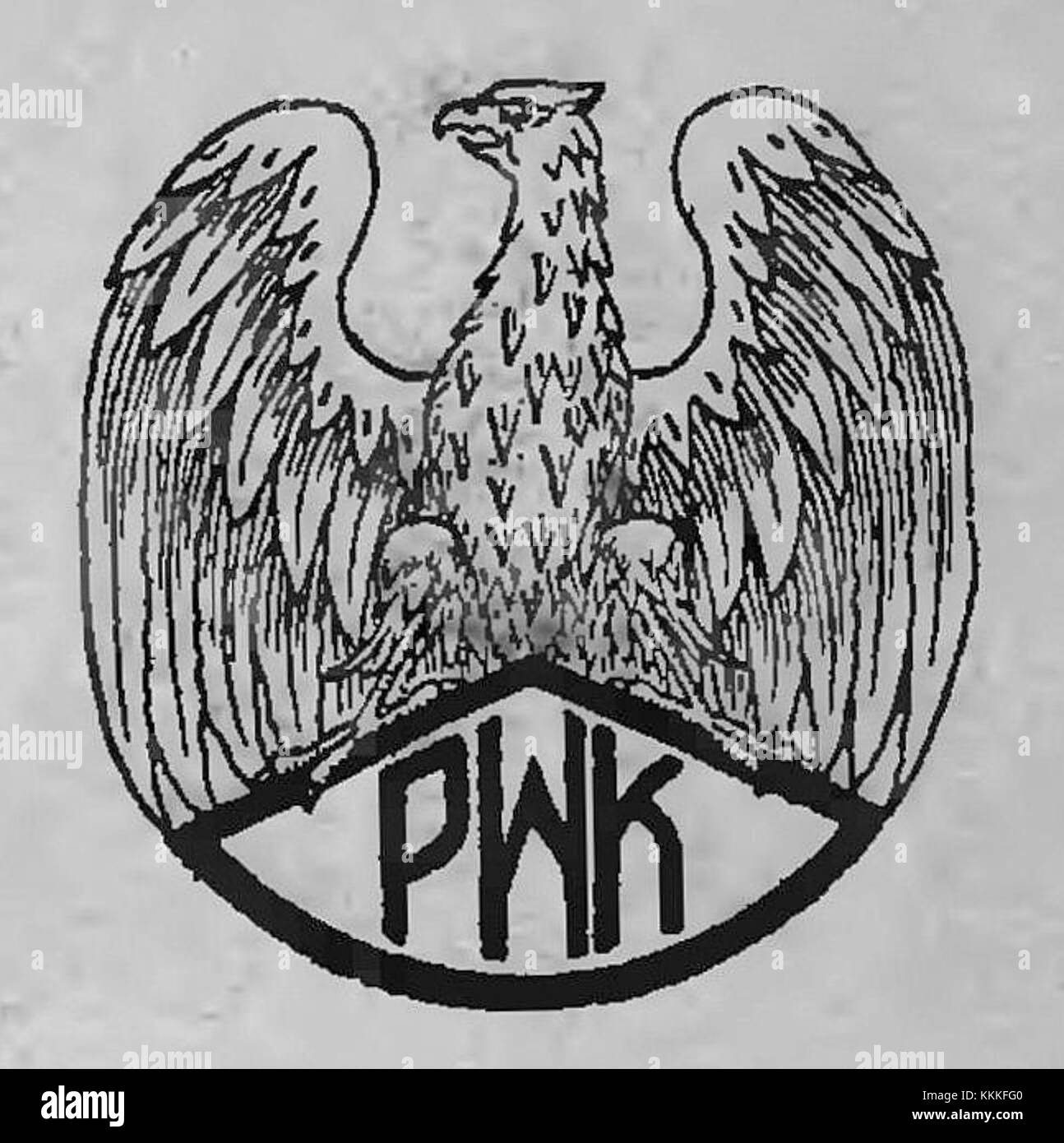 Il distintivo dell'Organizacja Przysposobienia Kobiet do Obrony Kraju (Organizzazione per la preparazione delle donne per la difesa nazionale) rappresenta un'organizzazione paramilitare femminile polacca attiva durante la seconda guerra mondiale, concentrata sulla preparazione delle donne ai ruoli di difesa nazionale. Foto Stock