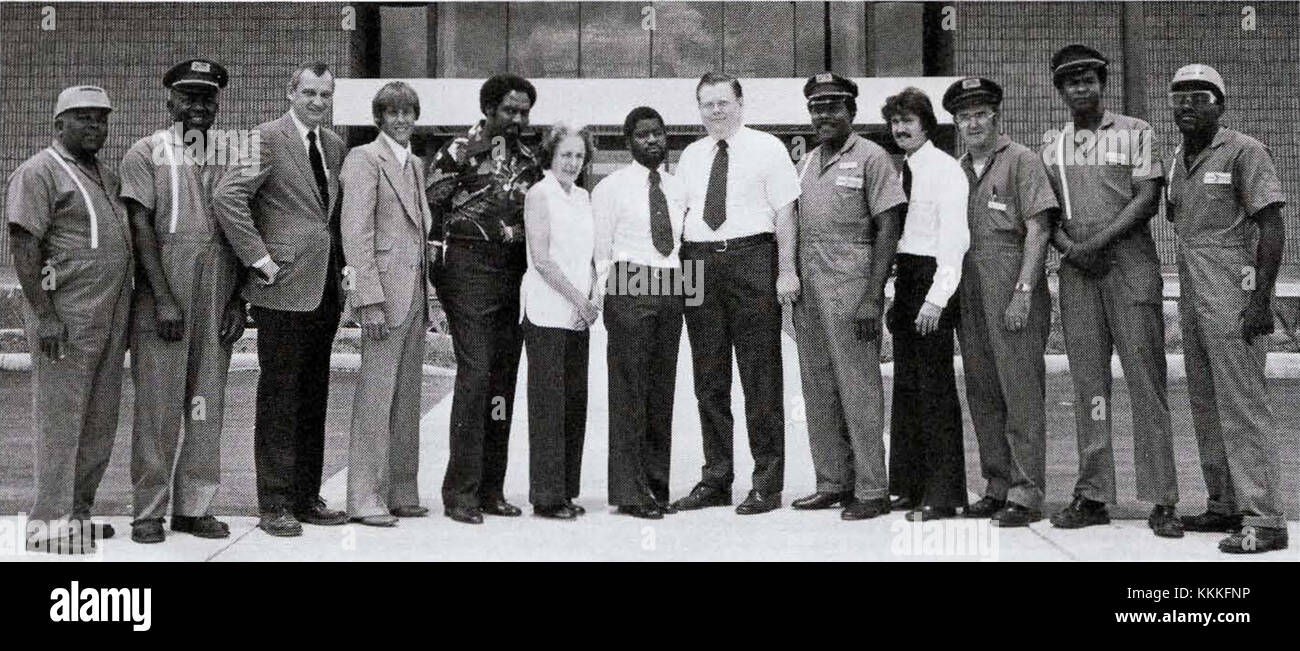 Personale Amtrak di Miami alla nuova stazione, giugno 1978 Foto Stock