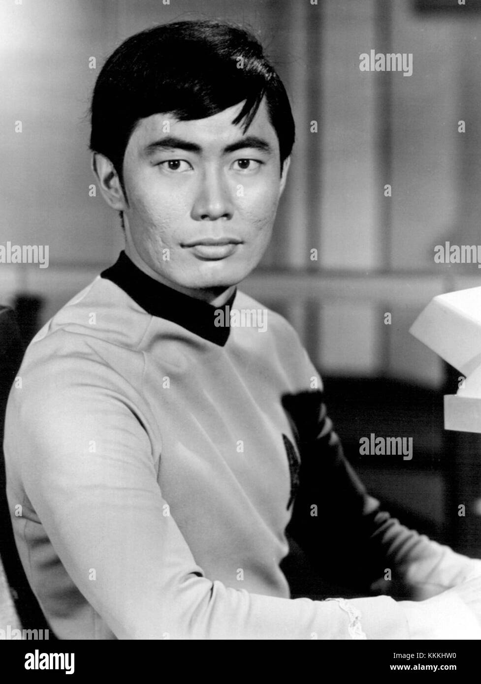 Ritratto dell'attore George Takei nel ruolo di Hikaru Sulu nella serie Star Trek. Foto Stock