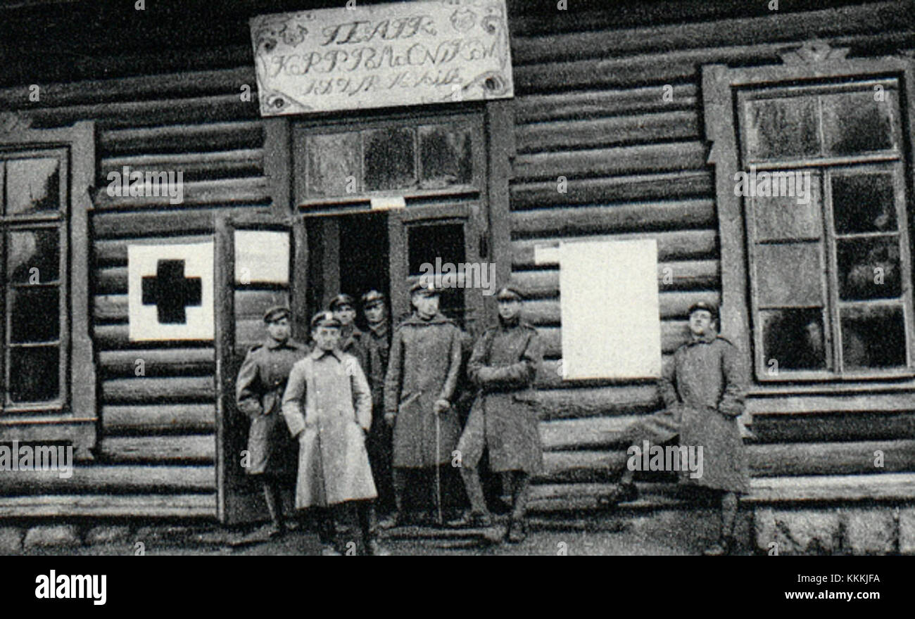 Teatr LP W Baranowiczach, 1916, si riferisce ad una performance storica o ad un evento tenuto al Teatro LP di Baranowicze, che mostra le arti teatrali e le espressioni culturali dei primi anni del XX secolo nella regione durante l'era della prima guerra mondiale. Foto Stock