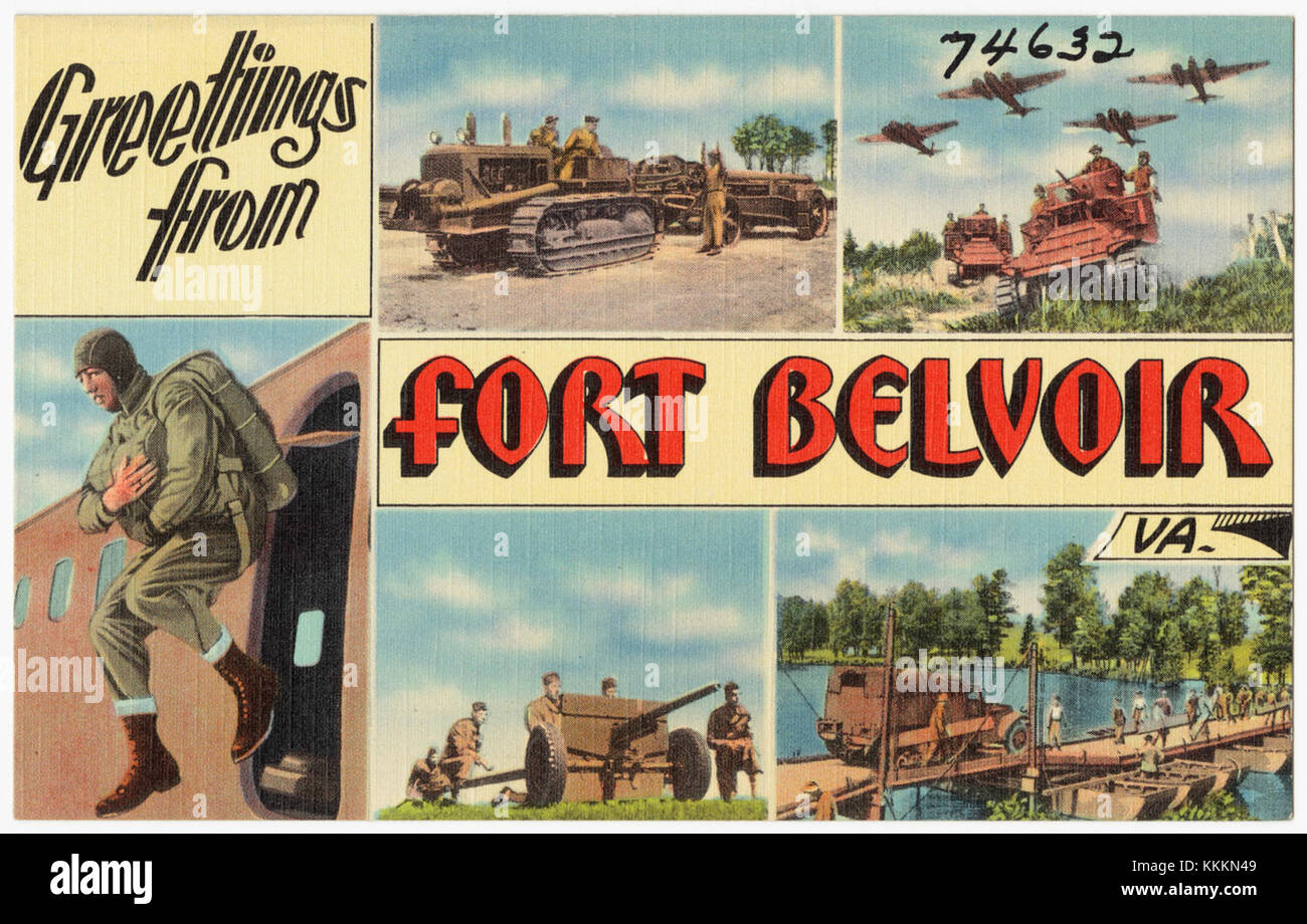 Un'immagine da cartolina con Fort Belvoir, un'installazione dell'esercito americano situata in Virginia. Il forte è sede di varie unità militari e svolge un ruolo chiave nelle infrastrutture di difesa e logistica della regione. Foto Stock