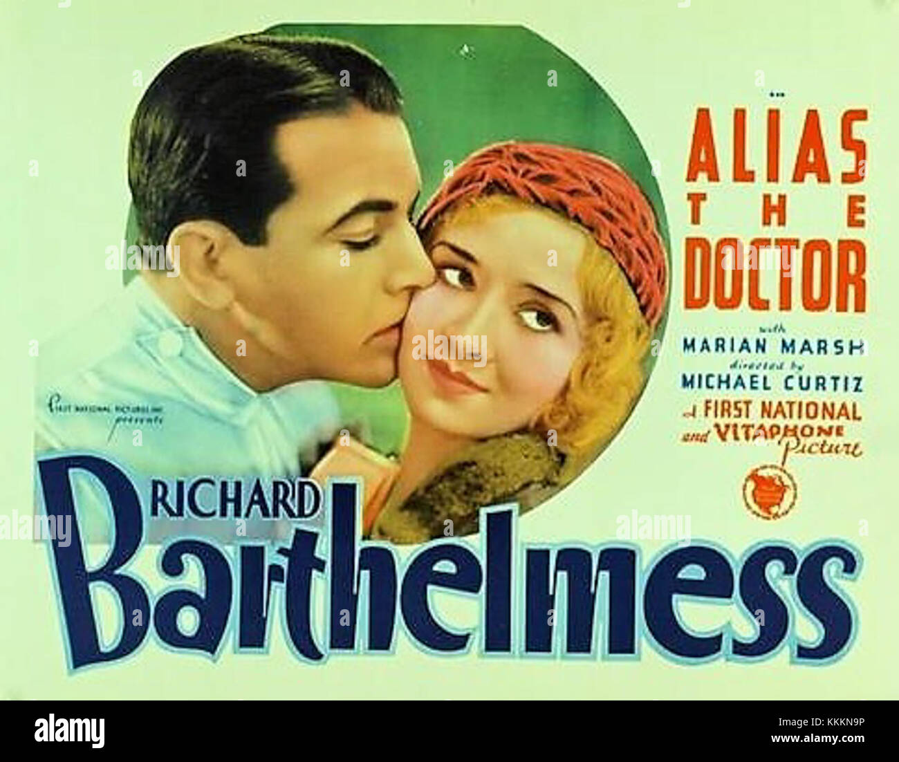 Questo poster del film del 1932 "alias the Doctor" mostra il titolo del film e i suoi personaggi. Il film, un film poliziesco, si concentra su un medico coinvolto in una rete di intrighi e inganni. Foto Stock