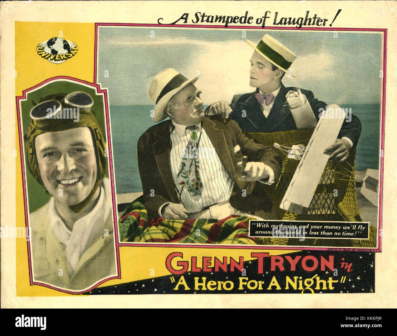 Un biglietto d'ingresso del film del 1939 "eroe per una notte", con illustrazioni promozionali e immagini del cast, per dare un'occhiata ai materiali di marketing del film. Foto Stock