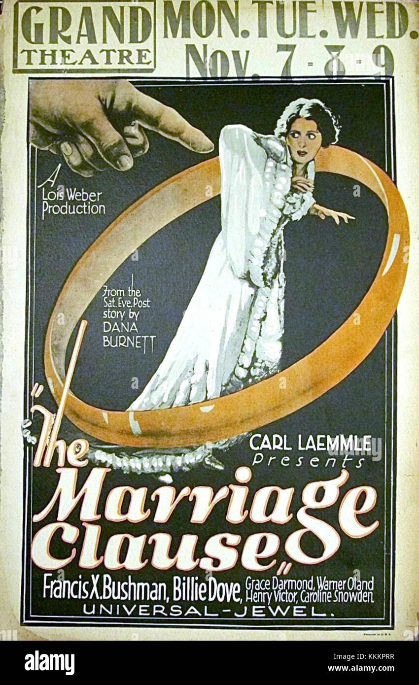 Manifesto della finestra che promuove la clausola matrimoniale, un documento storico relativo ai regolamenti sul matrimonio all'inizio del XX secolo. Foto Stock