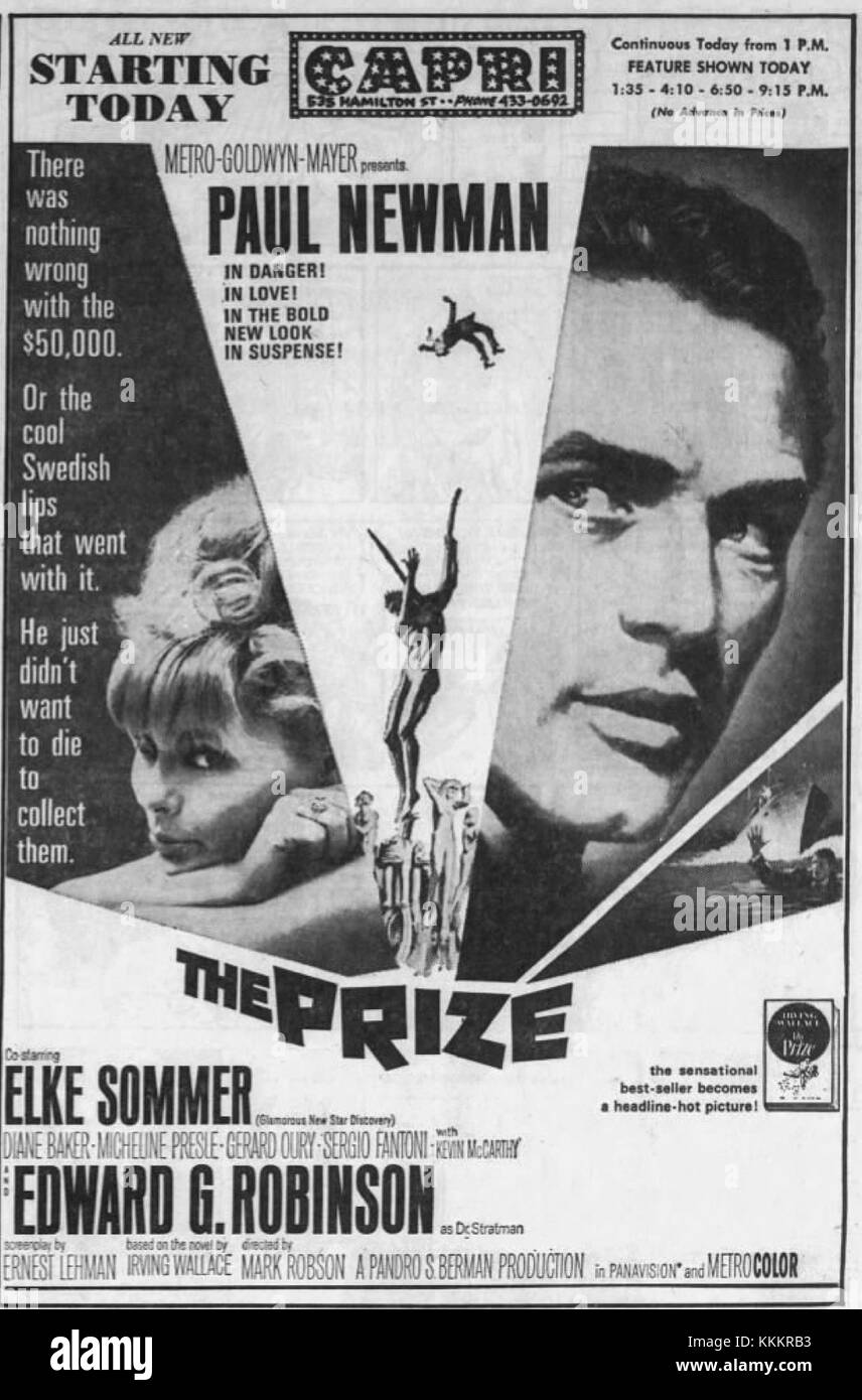 Un annuncio del 1964 per il Capri Theater di Allentown, Pennsylvania, che mette in evidenza le sue offerte cinematografiche e il significato culturale locale durante quel periodo. Foto Stock