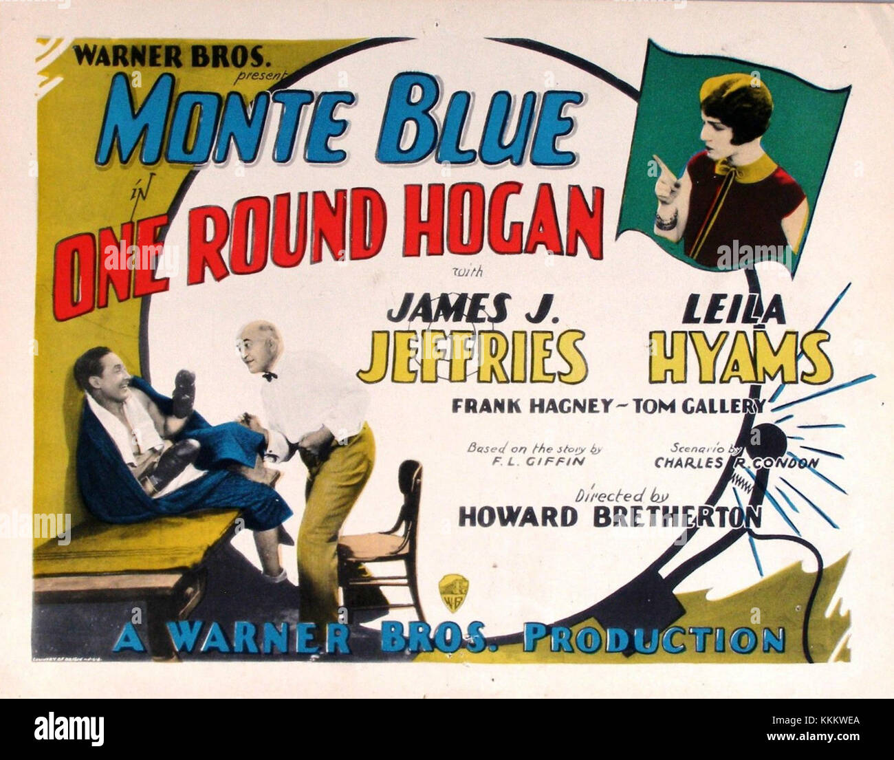 Questa lobby card presenta un'immagine promozionale del film "One Round Hogan", un film degli anni '1940 che presenta un mix di azione e dramma. La scheda mette in evidenza i personaggi e le scene chiave del film, riflettendo la miscela di generi di intrattenimento del film. Foto Stock