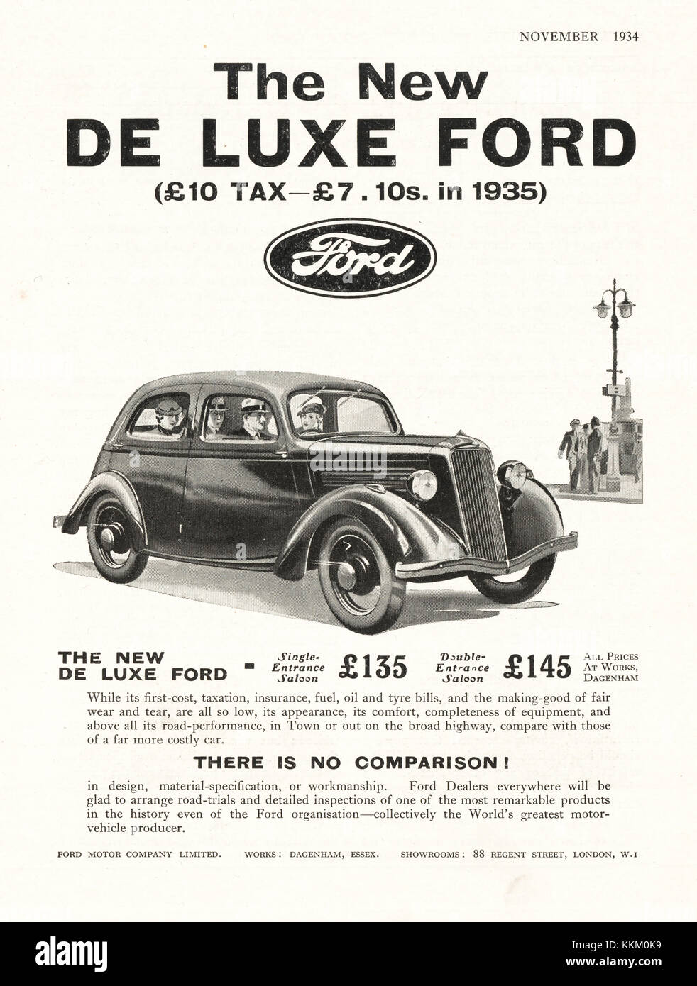 1934 La rivista britannica De Luxe Ford Auto Annuncio Foto Stock