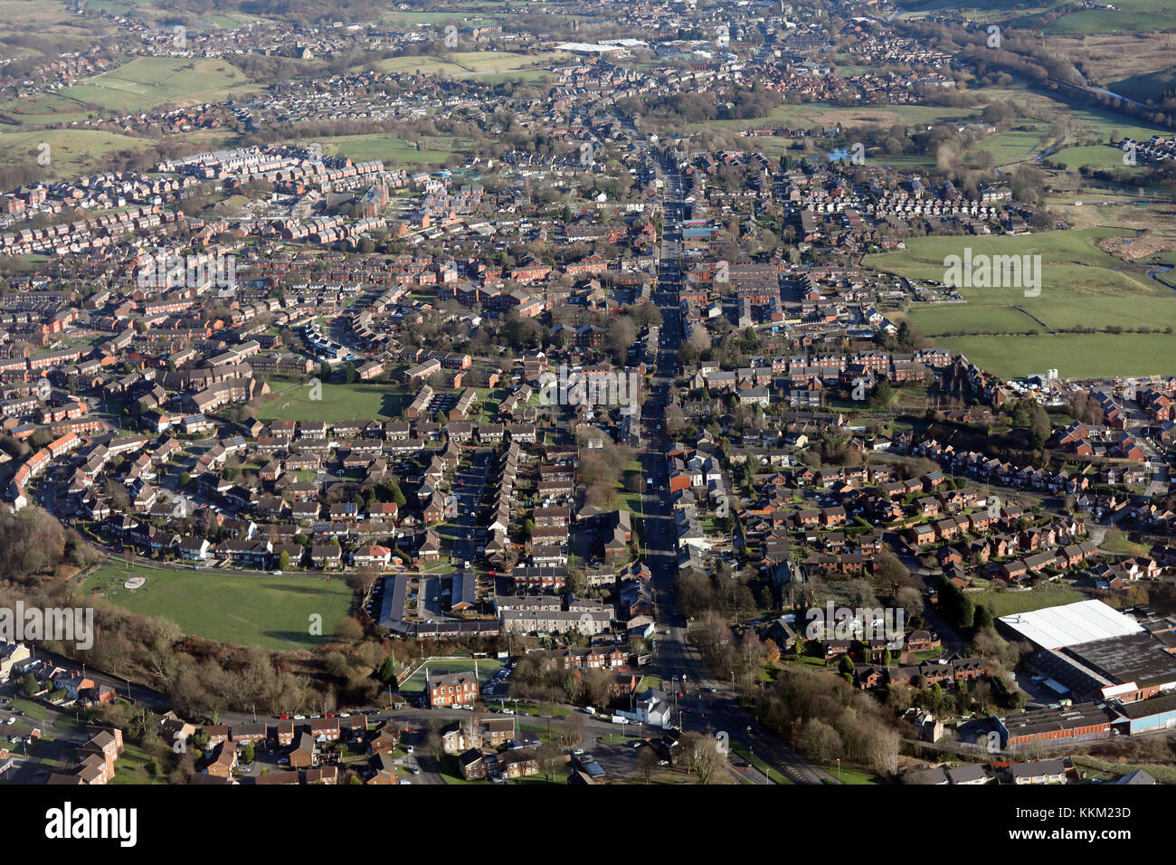 Vista aerea del Smallbridge, est Rochdale, Lancashire, Regno Unito Foto Stock