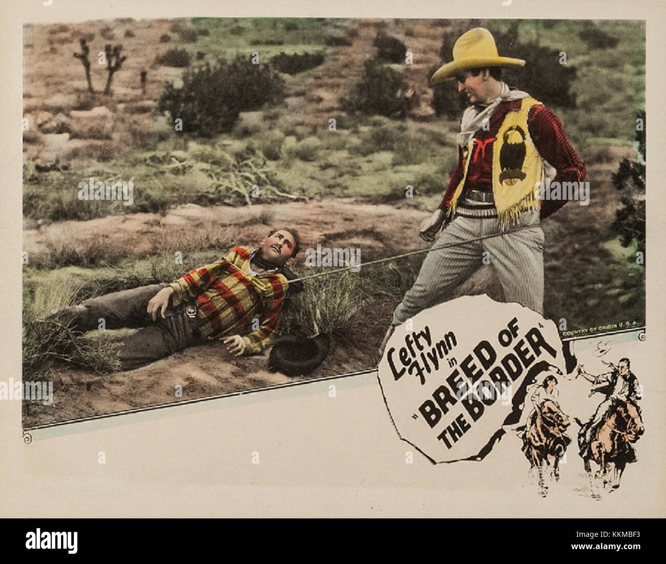 Biglietto d'ingresso per il film "razza del confine", che raffigura le scene chiave e i personaggi del film. Foto Stock