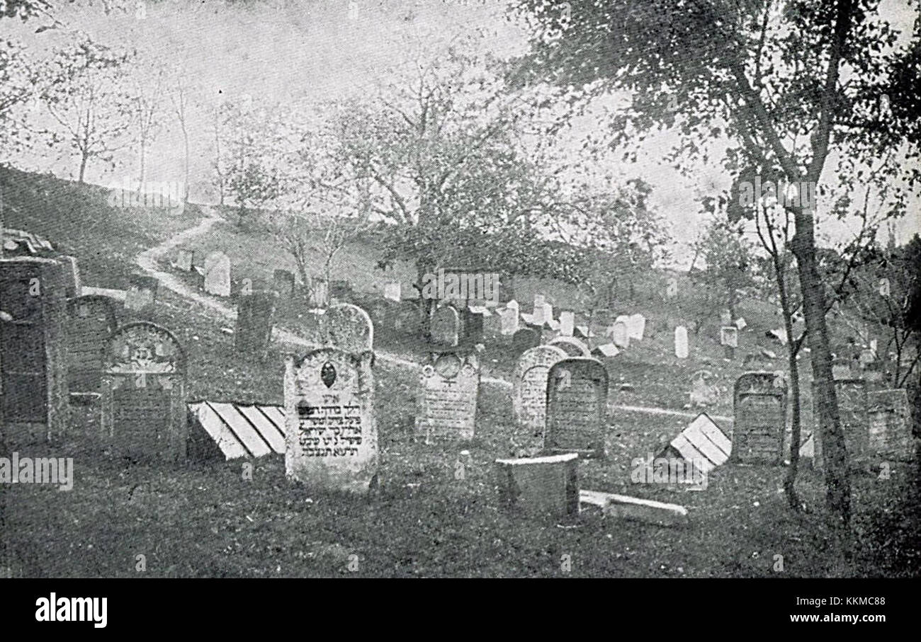 La foto dell'album "Armata 9 germana" cattura i momenti storici legati all'esercito tedesco in Romania, concentrandosi in particolare sul cimitero ebraico di Ramnicu Sarat. L'album documenta un periodo della storia della seconda guerra mondiale. Foto Stock