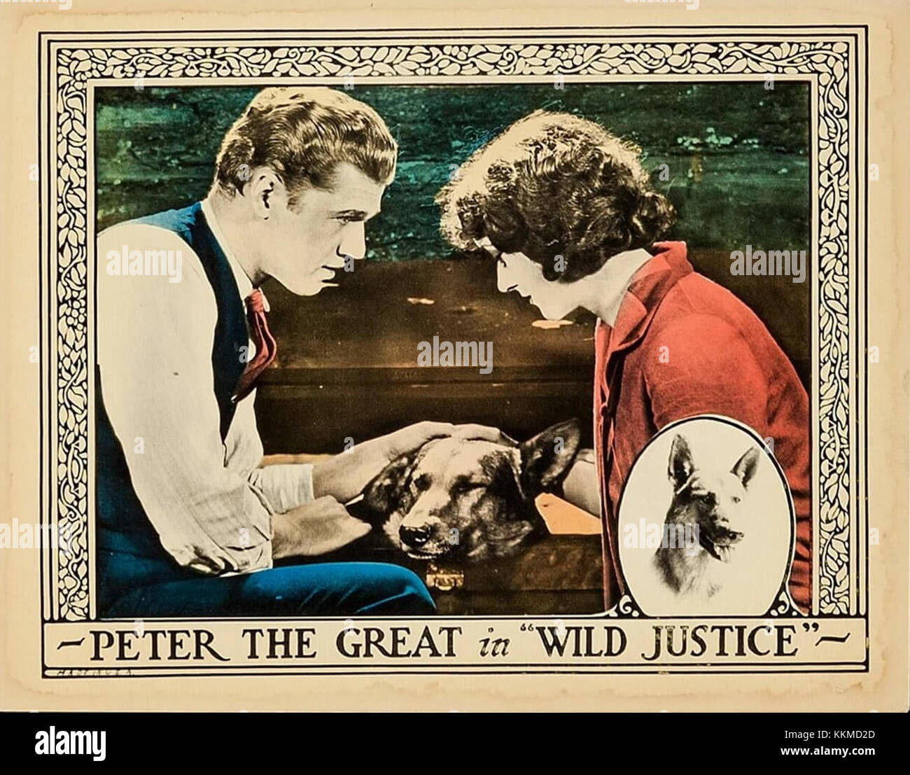 La lobby card per il film Wild Justice mostra le scene chiave del film, riflettendo i temi del crimine, della giustizia e del dramma legale. La scheda evidenzia i momenti drammatici e i personaggi centrali del film. Foto Stock