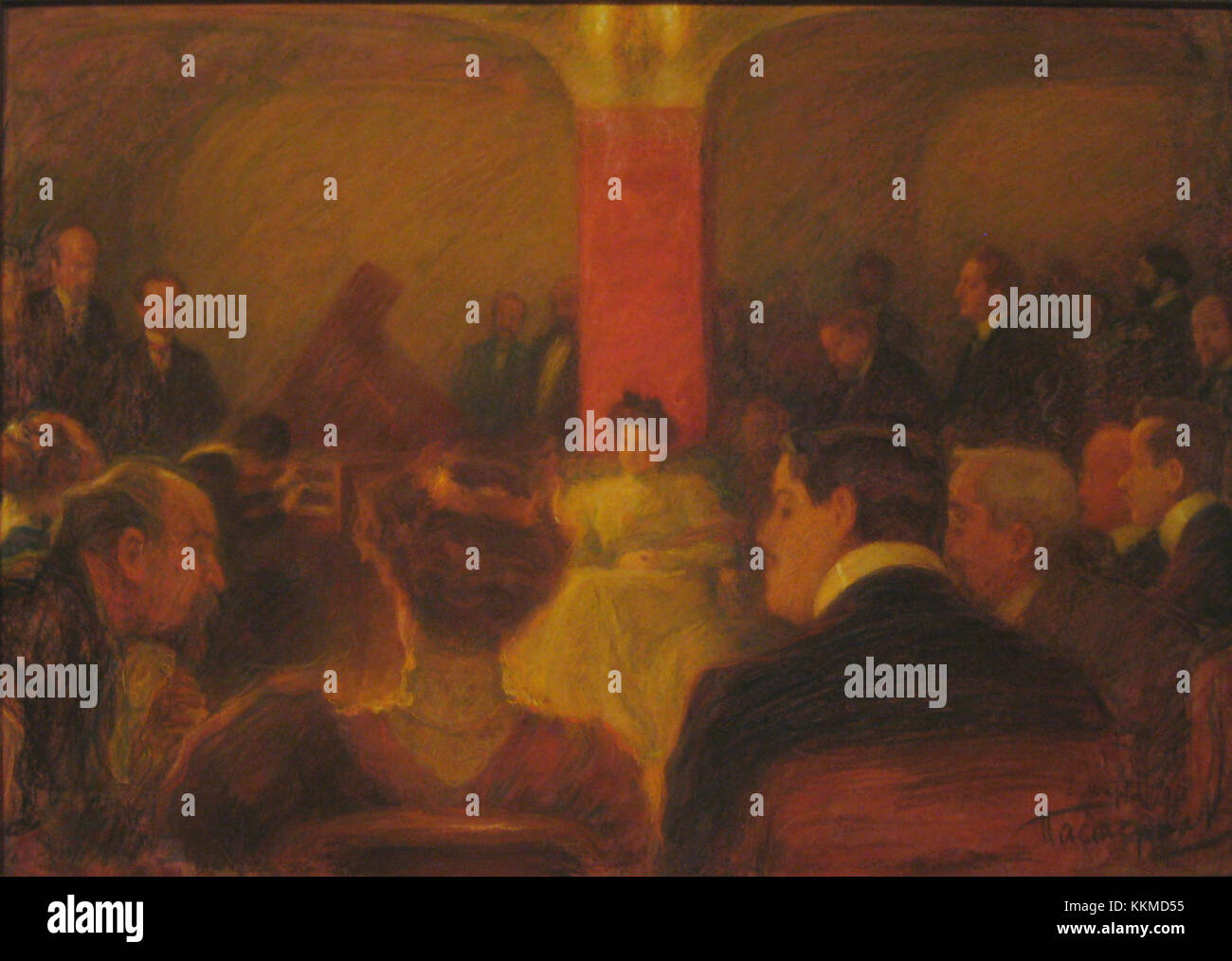 Il concerto di Landowska cattura un'esibizione della famosa pianista Wanda Landowska, nota per la sua abilità nell'interpretare la musica barocca, in particolare sul clavicembalo. Le sue esibizioni hanno guadagnato consensi internazionali durante l'inizio del XX secolo. Foto Stock