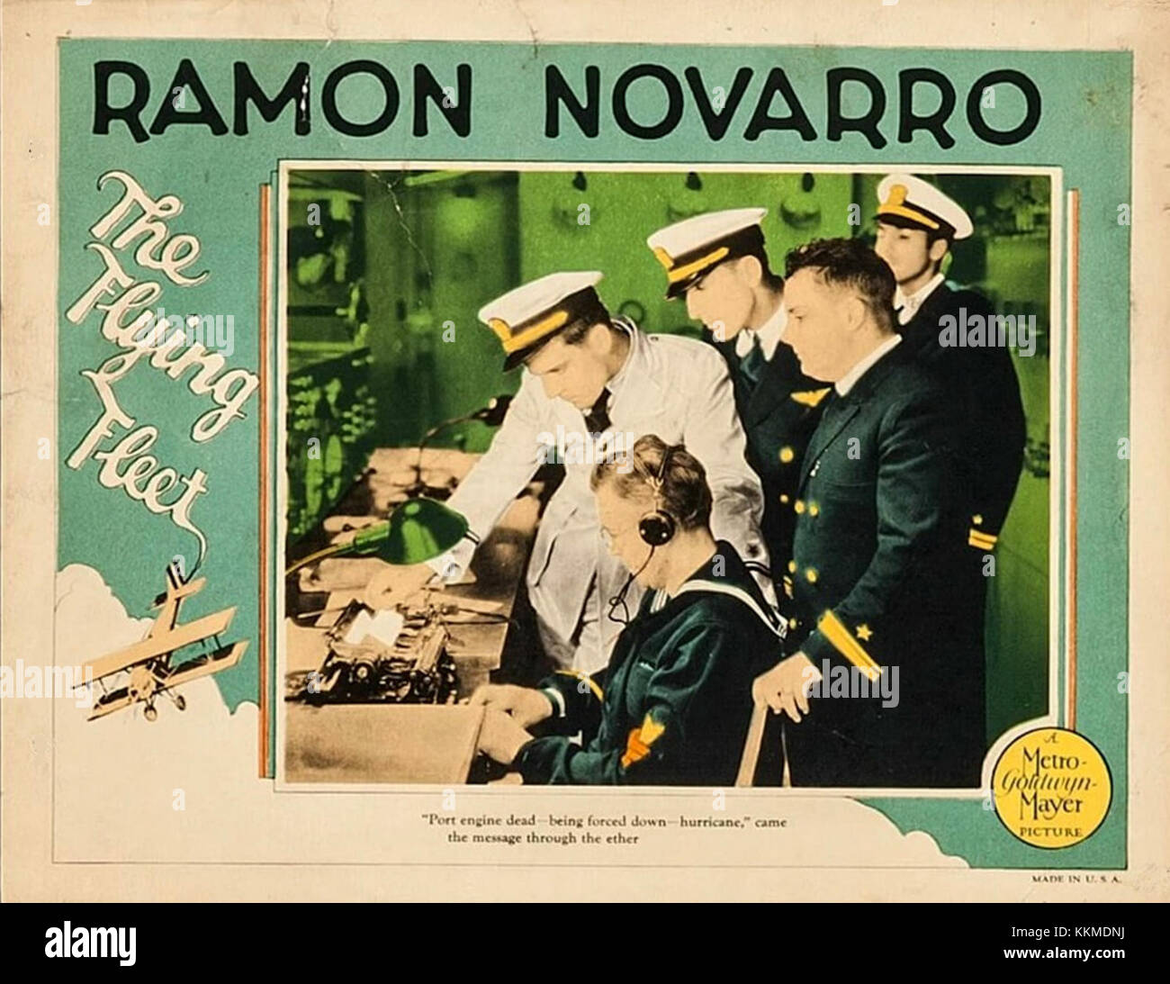 Un biglietto d'ingresso per il film del 1929 "Flying Fleet", un classico film d'avventura che raffigura l'aviazione navale. La scheda presenta una scena drammatica tratta dalla trama del film. Foto Stock