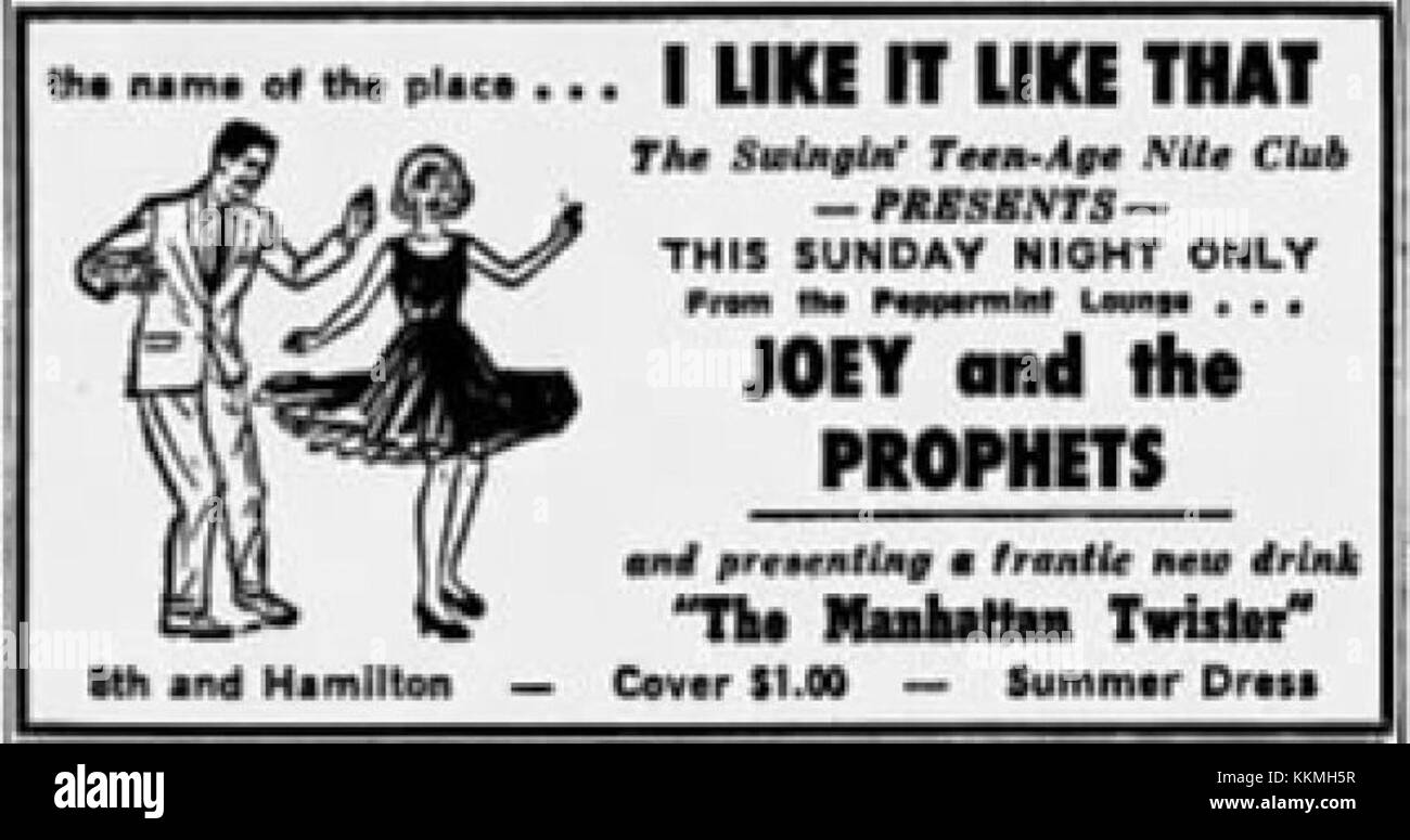 Una fotografia del 22 maggio 1965, che mostra il nightclub *mi piace così* ad Allentown, Pennsylvania. L'immagine cattura l'atmosfera vivace del locale durante il suo periodo come popolare luogo di ritrovo sociale. Foto Stock