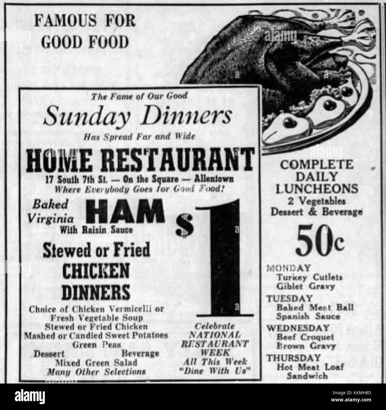 1949 - Ristorante Home - 1 Maggio MC - Allentown PA Foto Stock