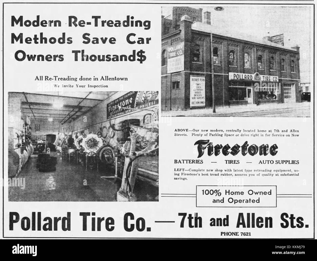 1940 - Pollard Tyre Company - 31 Jan MC - Allentown, PA Foto Stock