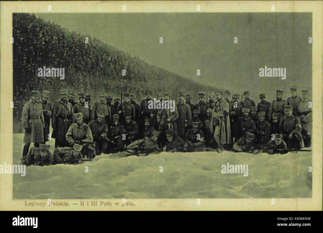 Una fotografia del secondo e terzo reggimento polacco del Legionâ sul campo del 1914, che mostra il loro coinvolgimento nella prima guerra mondiale durante i primi anni del conflitto. Foto Stock